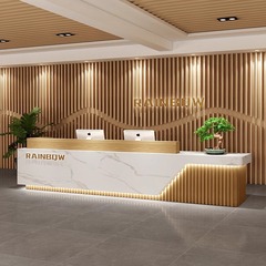 高級モダンな会社のフロントデスク、ホテルクラブ、トレーニングインストルクション、バーテーブル、雰囲気のある美容室のレジ