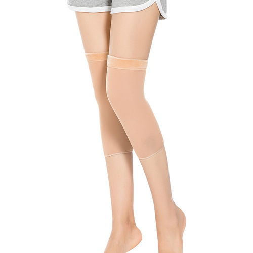 Thermal knee pads with plush lining and thickened design for warmth and cold resistance, elastic joint knee sleeves for men and women, anti-slip winter knee protection