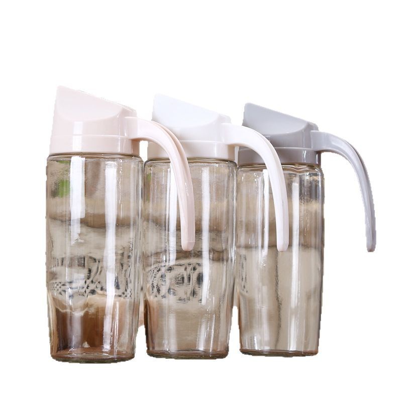 Botella de aceite de cocina transparente a prueba de polvo a prueba de fugas botella de aceite de vidrio con tapa automática creativa botella de aceite de vinagre en stock