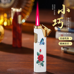 KJ955长条新款潮玩便携小巧打火机直冲防风红焰充气广告打火机