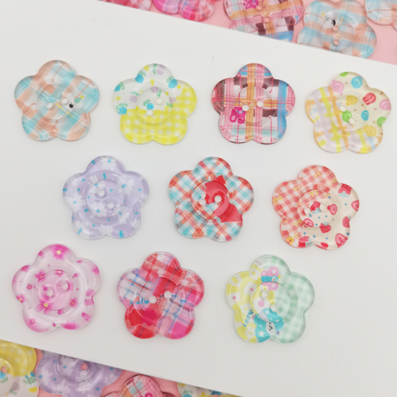 透明プリントフラワーボタンジュエリーアクセサリー diy 衣類装飾手作り携帯電話ケースパッチ靴花材料|undefined