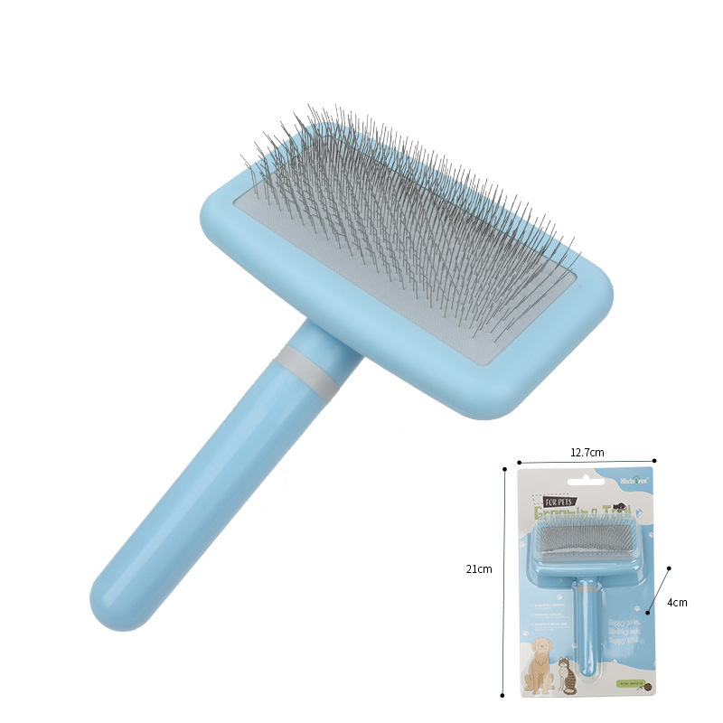 작은 파란색 사각형 머리 붙지 않는 구슬 푹신한 빗(카드 포장)