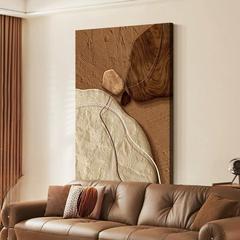 中古风客厅装饰画石来运转沙发背景墙挂画高级感复古抽象玄关壁画