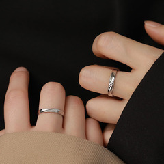 New Starry Sky Couple's Ring Set, 925 Silver Plated, Unisex Design, Light Luxury Birthday Gift for Girlfriend