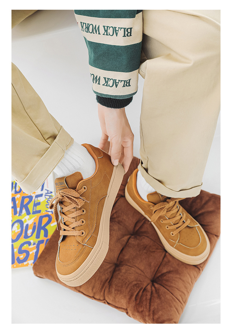 Sapatos masculinos de couro, elegantes e versáteis, casuais, com sola macia e cano baixo_voghion.com