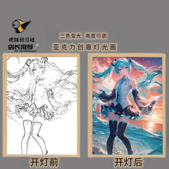 Ins lighting, sun lighting, Hatsune Miku night light, popular light, bedside photo frame decoration, lighting painting