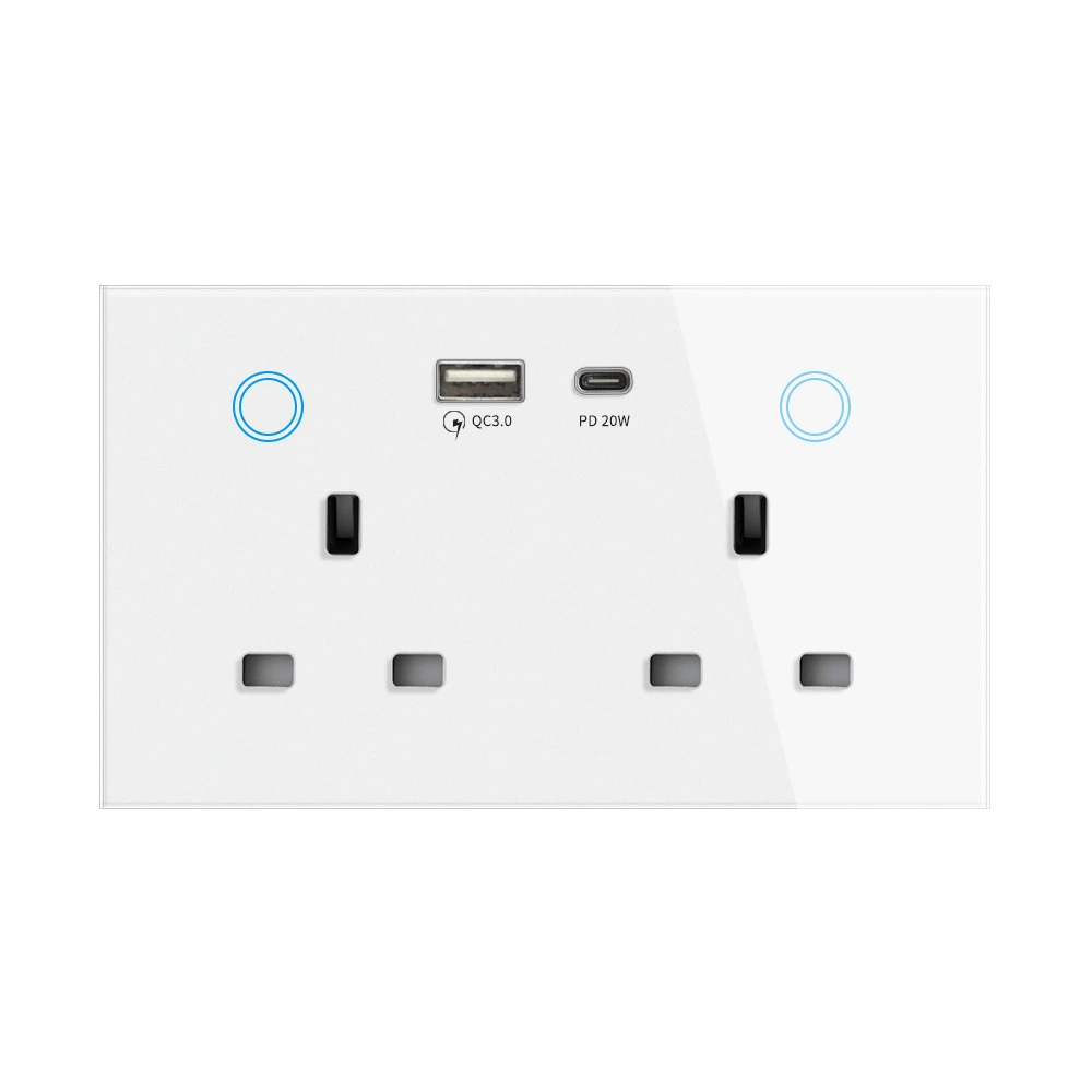Зарубежная торговля британский ZigBee умный WIFI граффити граффити, стекло 147 Европейско-английский три отверствия USB 20W быстрая зарядка