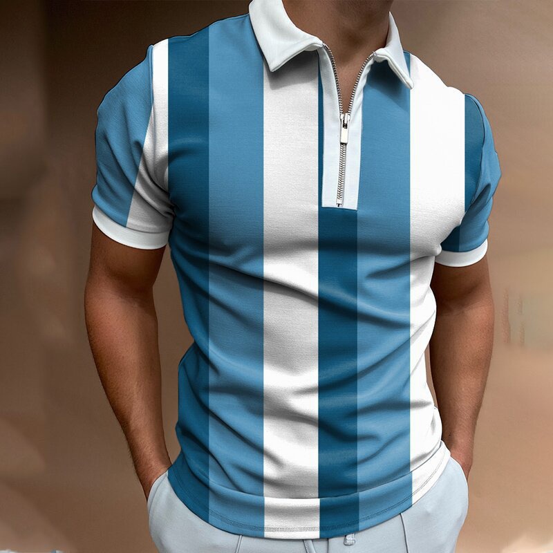 2024 Cross-Border Foreign Trade Men's Polo Shirt Men's Casual Short-Sleeved Lapel T-Shirt 3D Printed Short-Sleeved Polo Men's Style