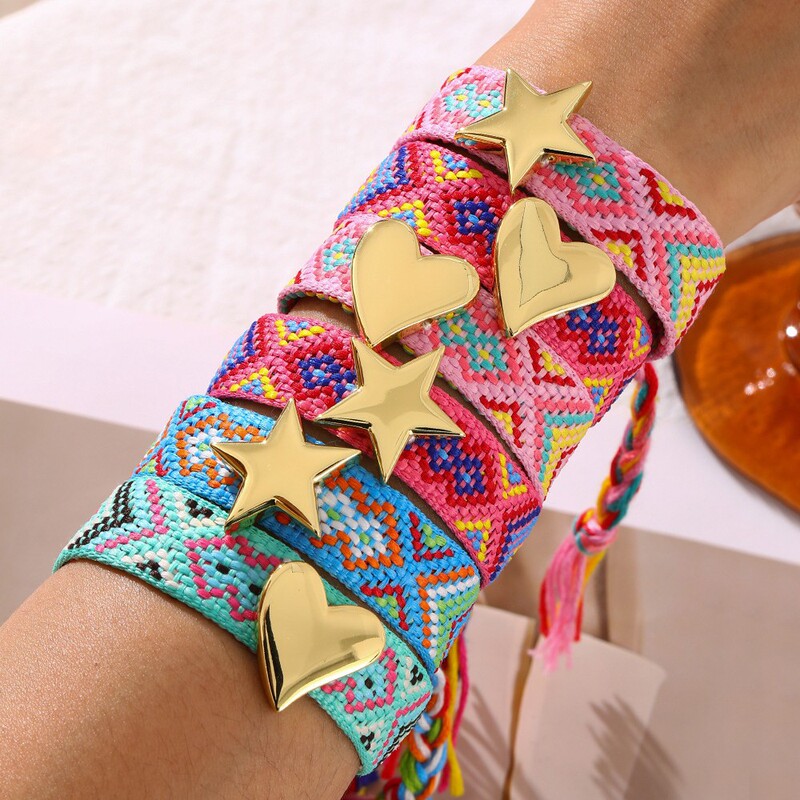 Cross-Border Best-Selling Ethnic Style Woven Bracelets, Colorful Bohemian Friendship Bracelets, Women's Love-Themed Valentine's Day Gifts Cross-Border Best-Selling Ethnic Style Woven Bracelets, Colorful Bohemian Friendship Bracelets, Women's Love-Themed Valentine's Day Gifts