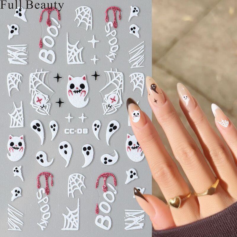 Cross-border New Nail Stickers Halloween Ins Cartoon Funny Ghost Spider Web Head Pumpkin Nail Stickers Cross-border New Nail Stickers Halloween Ins Cartoon Funny Ghost Spider Web Head Pumpkin Nail Stickers