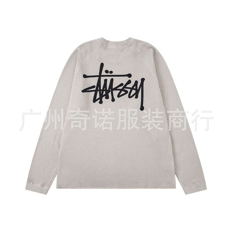 跨境高品 美式2025 秋季系列 logo徽标设计水洗插肩袖360克华夫格|undefined