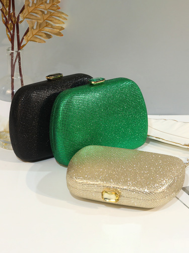 Leather Crossbody Bag for Evening Party, Simple Solid Color Chain Strap Portable Shoulder Bag, Wholesale Party Storage Handbag