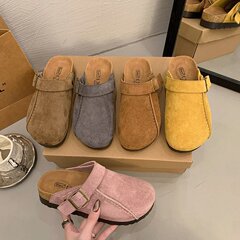 4.5cm厚い底のベーケンは半分のスリッパを履いています。女性2025春の新型のレトロな足は怠け者の頭の上のサンダルを漕いでいます。
