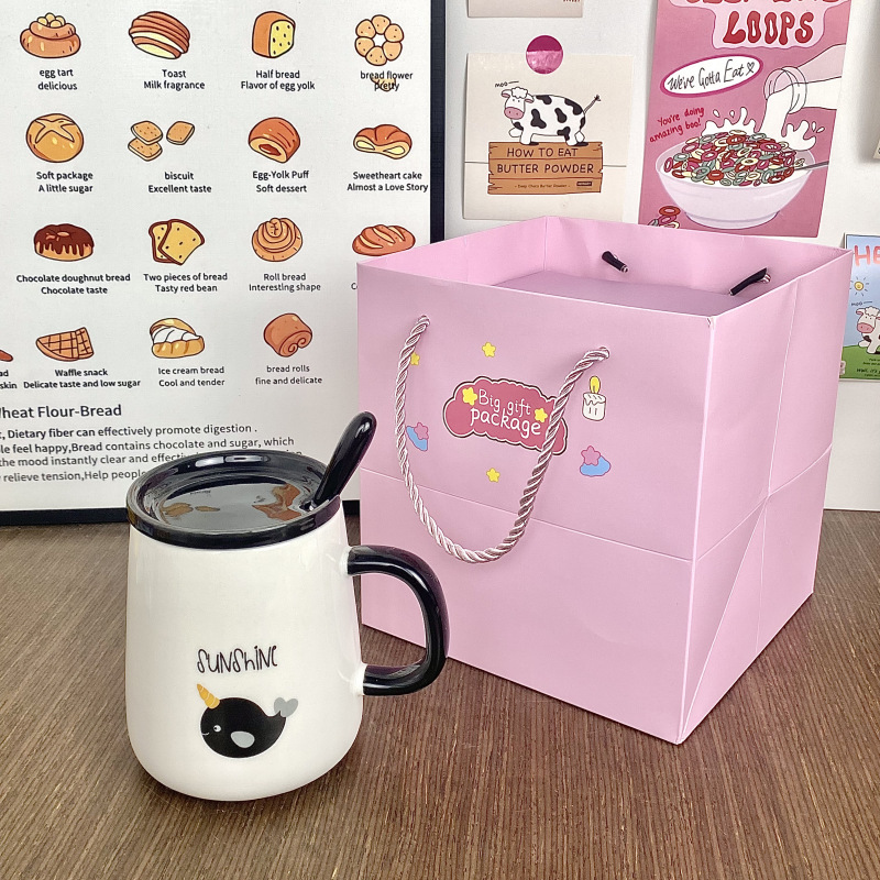 Taza Taza de cerámica Taza de agua para hombre con cuchara Taza de café de alto valor para el hogar Taza de pareja Taza de desayuno de oficina