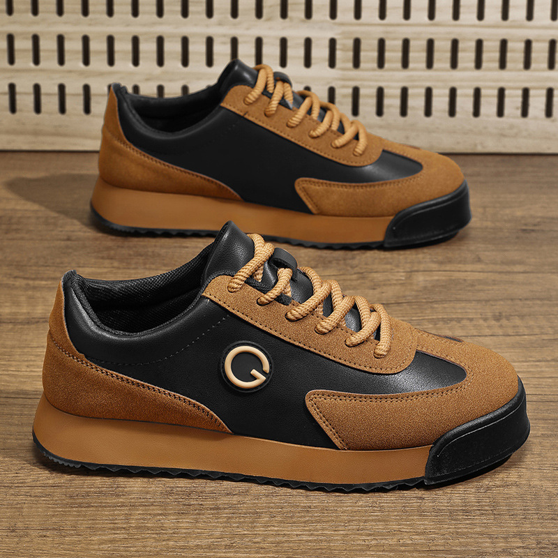2026 New Men's Shoes, Large Size, Thick-Soled, Trendy, Sporty, Casual, Leather, Non-Slip, Forrest Gump Shoes_vogvips.com