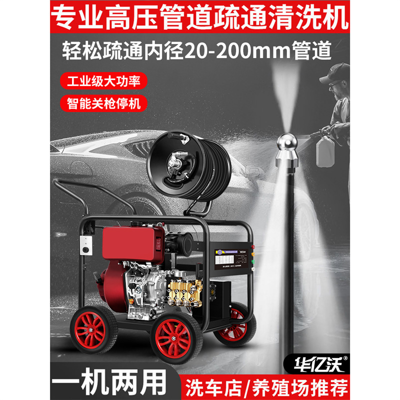 商用电动清洗机大功率汽油柴油管道疏通机下水道物业市政水老鼠头