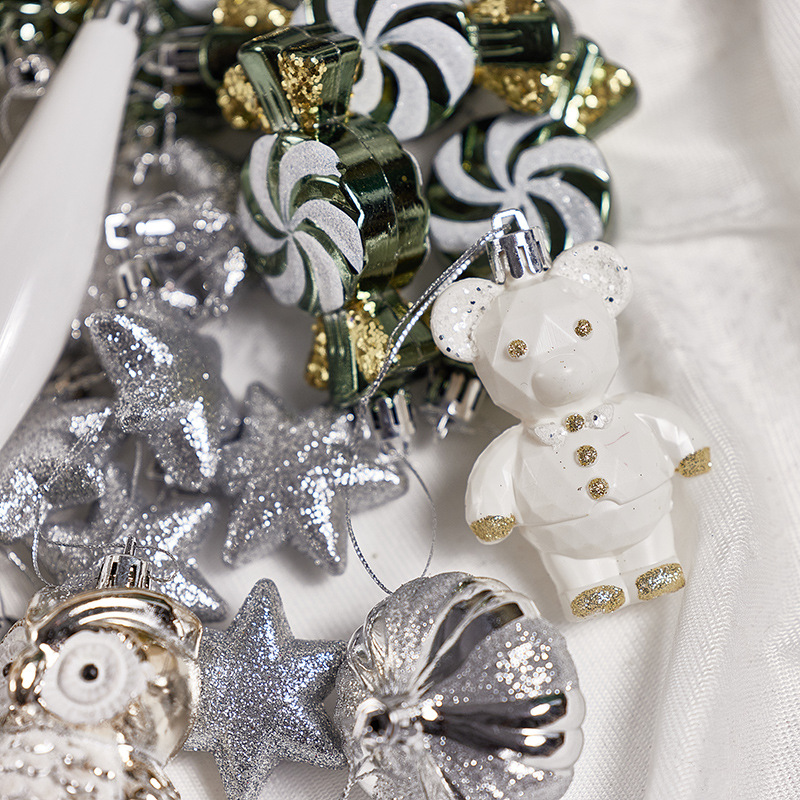 Bola de Navidad gris plateada Adornos navideños Bola pintada Bola colgante Bola de forma especial Caja de regalo Decoraciones