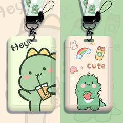 Cartoon cute student campus card holder with halter rope bus subway access control meal card ID holder name badge protective cover