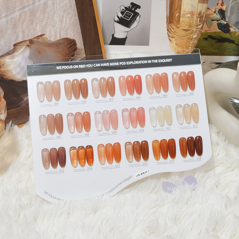 18-Color Ice Transparent Peach Tea Transparent Nail Polish Set Nude Pink Ice Skin Color Whitening Nail Salon Special Nail Polish