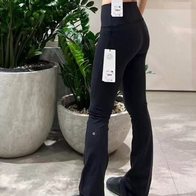 In-Stock Alo Flared Yoga Pants for Women, Slim Fit, Flattering, High-Waisted, Butt-Lifting, Floor-Length, Casual, High Elasticity, Spring/Summer