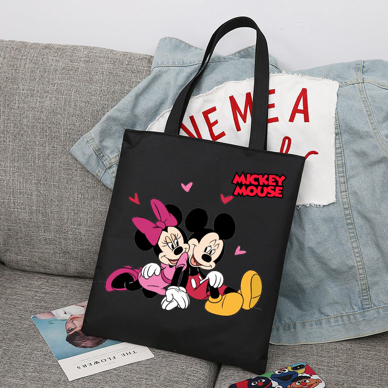 Mickey Minnie Mouse impreso bolsa de lona bolso de hombro bolso plegable bolso de compras