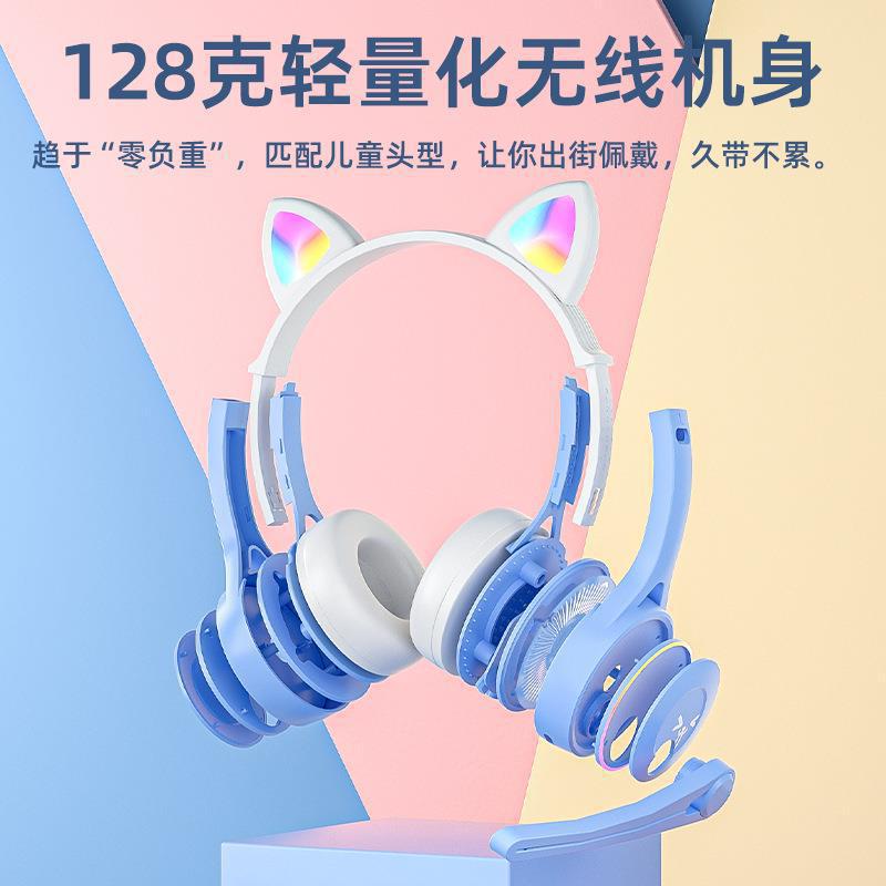 Auriculares Bluetooth oreja de gato auriculares para niños clase en línea teléfono móvil karaoke auriculares inalámbricos al por mayor auriculares calientes transfronterizos