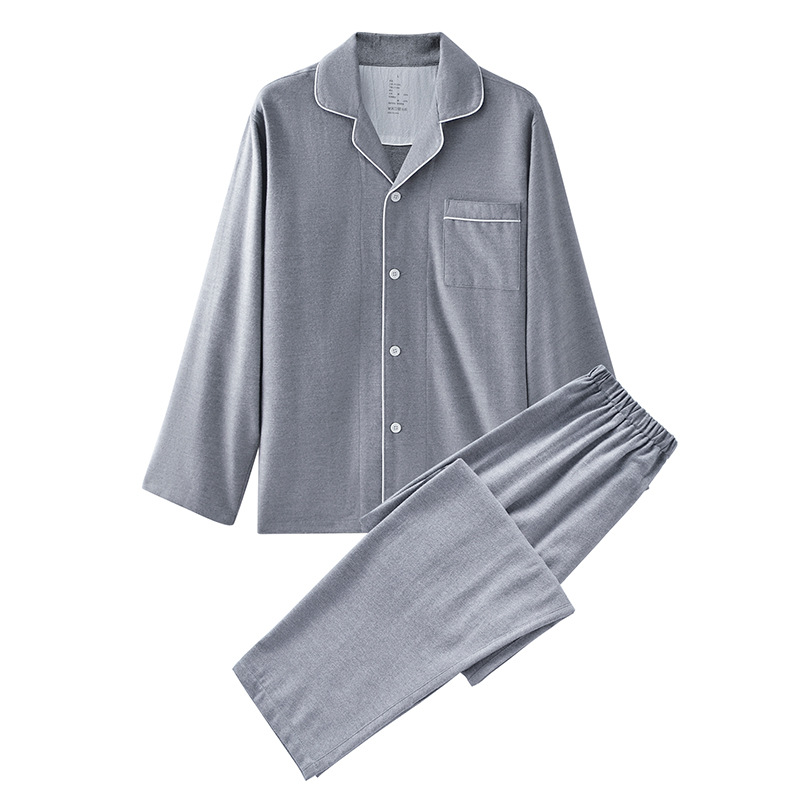 Estilo japonés de franela no impresa hogar desgaste buen color sólido algodón pareja franela grueso Otoño e Invierno pijamas simple llano