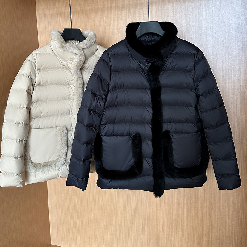 Women's Clothing Seto fur splicing short high end down jacket for women light and thin style atmospheric and elegant new Chinese style new winter_ipsvogv.com
