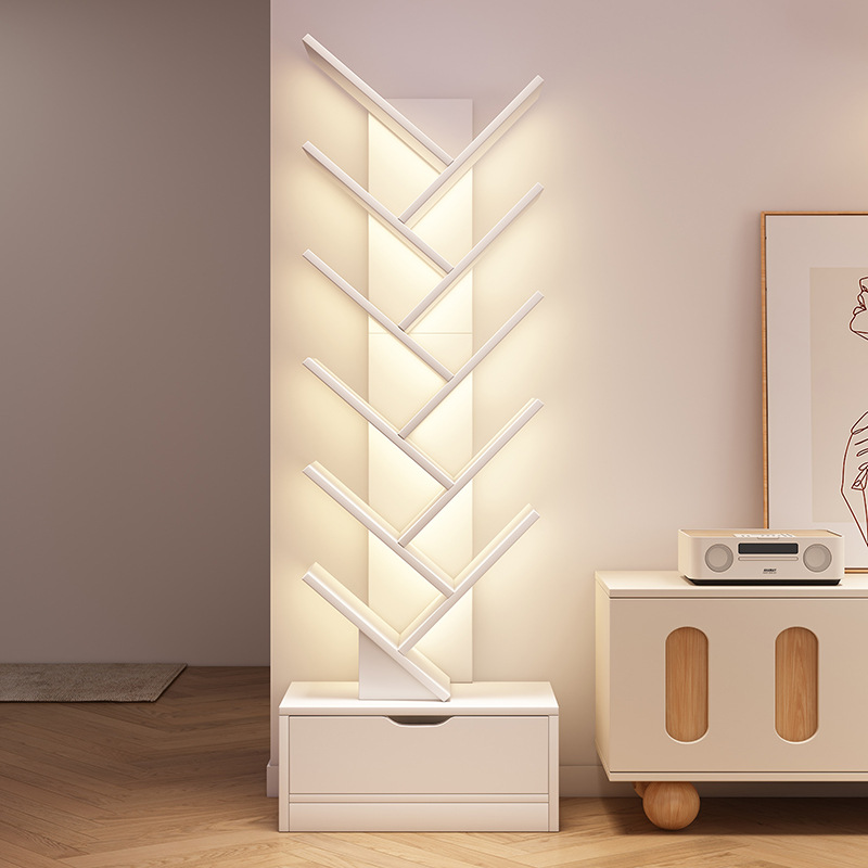 Estantería simple estante de almacenamiento de piso sala de estar en forma de árbol pequeña estantería hogar montado en la pared de múltiples capas armario de almacenamiento de espacio estrecho
