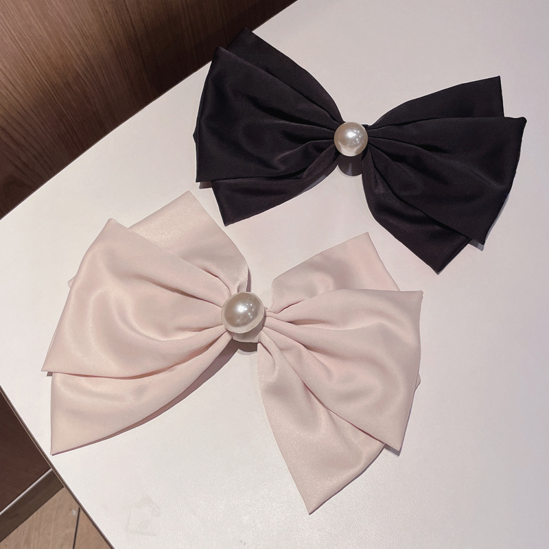 Fashion Bow Knot Cloth Pearl Hair Clip 1 Piece display picture 5