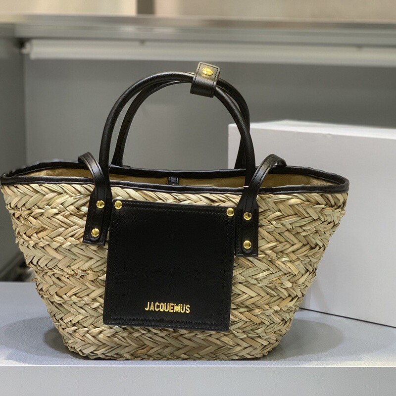 2025 Jacquemus Woven Handbag Woven Bag Straw Women's Bag Basket Beach Bag Casual Lightweight