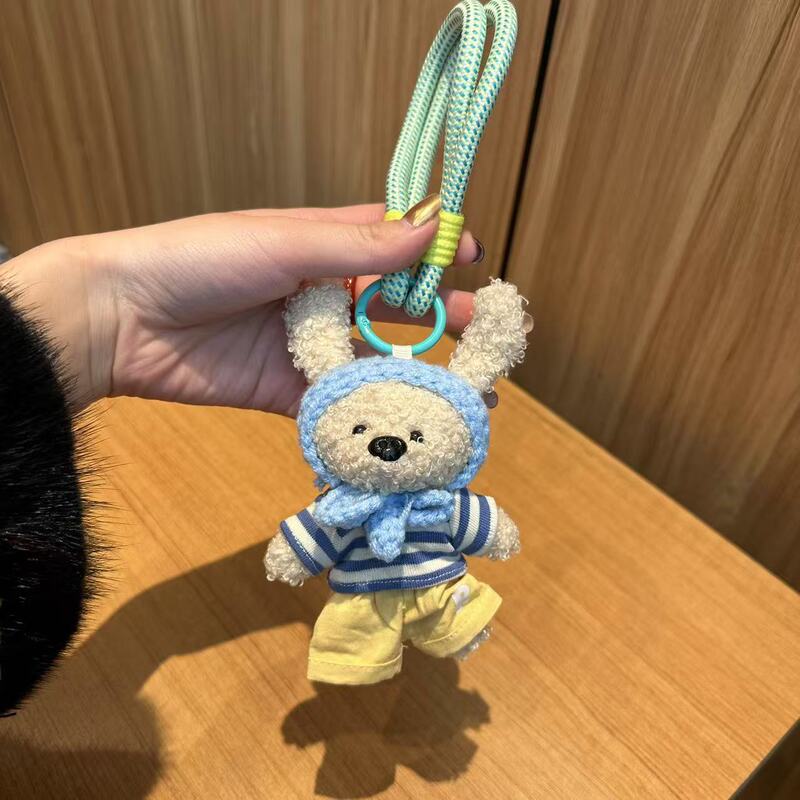 Korean-Style Colorful Rope Plush Bear Pendant Handmade Toy Small Doll Bag Decoration Mobile Phone Charm Sweet Cool Style