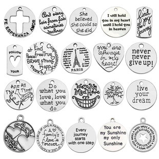 Cross-border Hot-selling Inspirational Alphabet Brand Creative DIY Alloy Jewelry Accessories Bracelet Necklace Keychain Electroplated Pendant