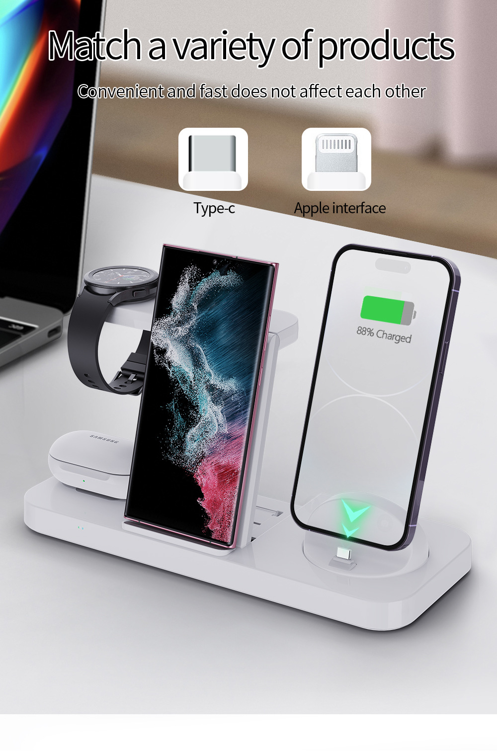 Title 18, Folding Six-in-One Wireless Charging Stand Char...