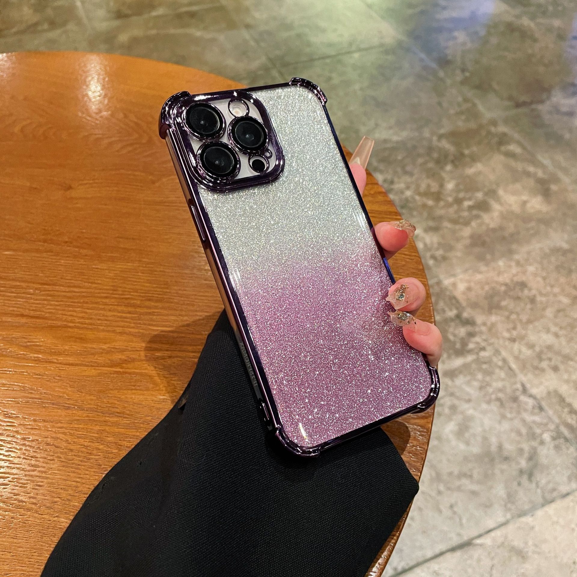 Gradient mobile phone protective case for millet red rice mobile phone case transparent glitter all-inclusive camera case manufacturers wholesale