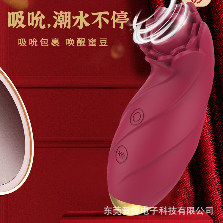 Remote-Control Vibrating Egg with Suction Function, Silicone-ABS Adult Massager, Rose Red — detail image 2