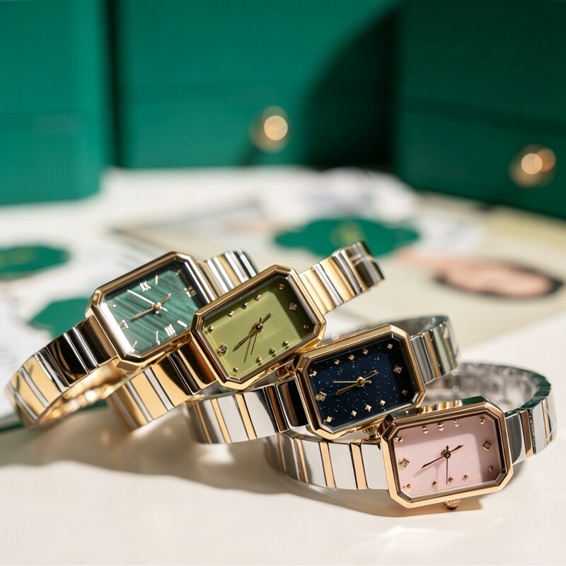 New Lola Sugar Cube Green Watch with Steel Strap, Vintage Square Women's Watch, Wholesale and Dropshipping, Simple and Fashionable Women's Watch New Lola Sugar Cube Green Watch with Steel Strap, Vintage Square Women's Watch, Wholesale and Dropshipping, Simple and Fashionable Women's Watch