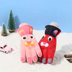 Children's winter gloves new outdoor aromatic water windproof padded thick warm cartoon unisex ski gloves wholesale