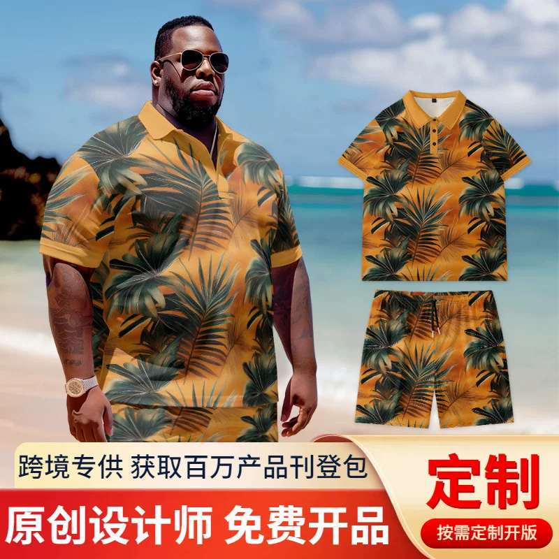 Модное поло, летний комплект, европейский стиль, plus size