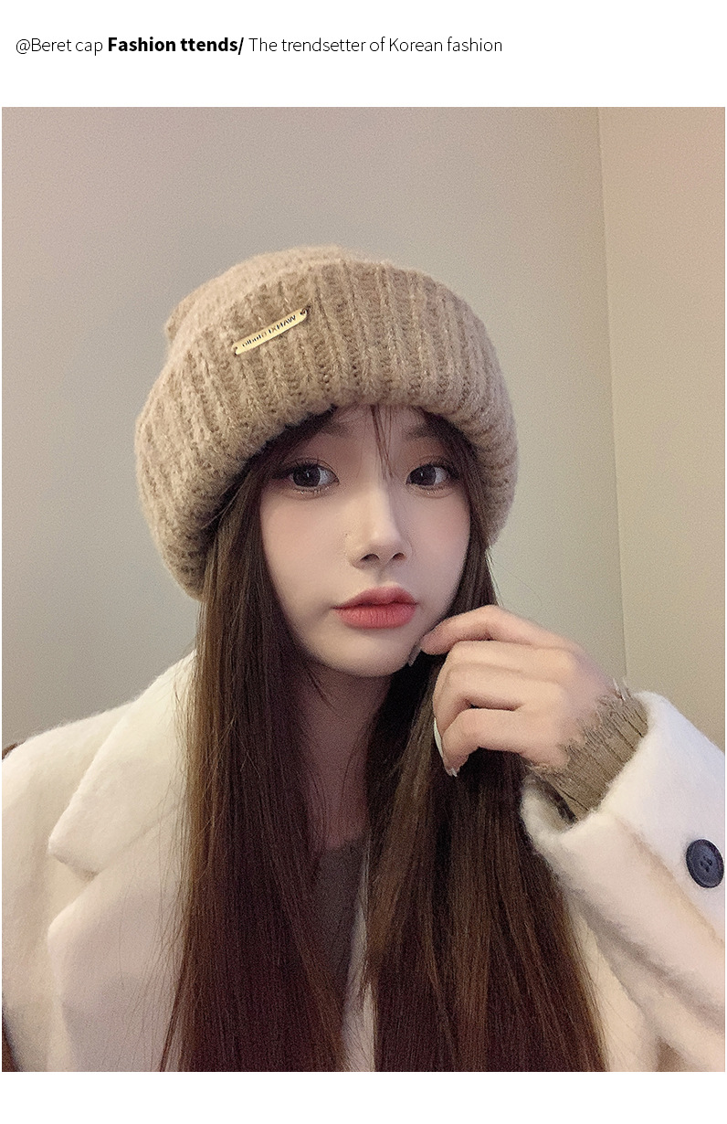 Nuovo cappello di lana coreano di vendita caldo Moda donna Autunno e inverno Cappello impilato Nero Versatile Cappello freddo Cappello lavorato a maglia di lana calda addensata_voghion.com