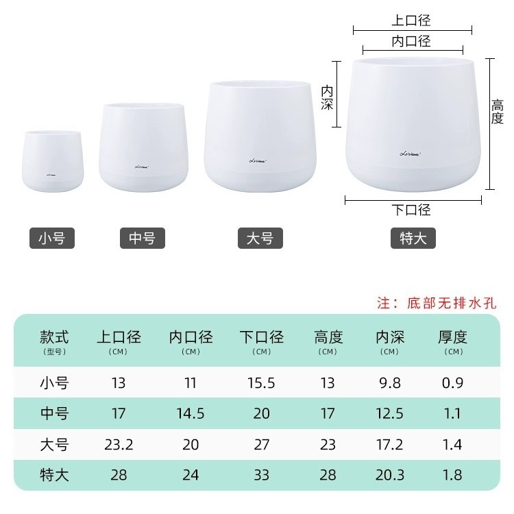 Macetas redondas Lai Zhixiu de gran diámetro, de alta gama y lujo ligero, macetas redondas de pie para sala de estar, venta al por mayor