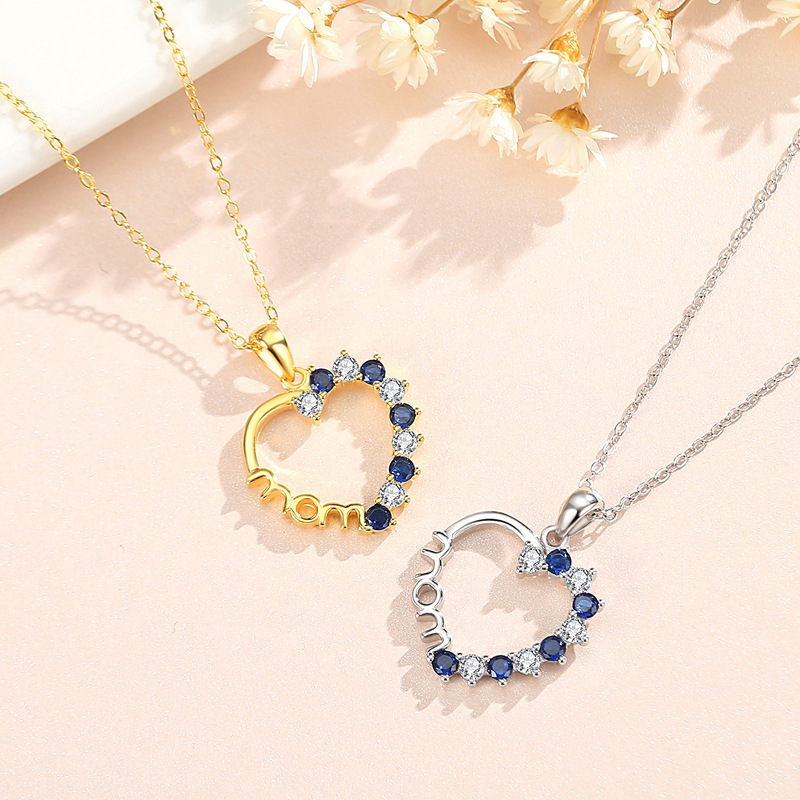 Collar transfronterizo 925 plata nuevo collar del día de la madre MOM europeo y americano diseño avanzado, cadena de clavícula de nicho de lujo ligero