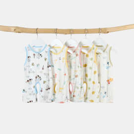 婴儿连体衣服竹纤维夏季薄款新生儿吊带背心哈衣爬服无袖宝宝夏装