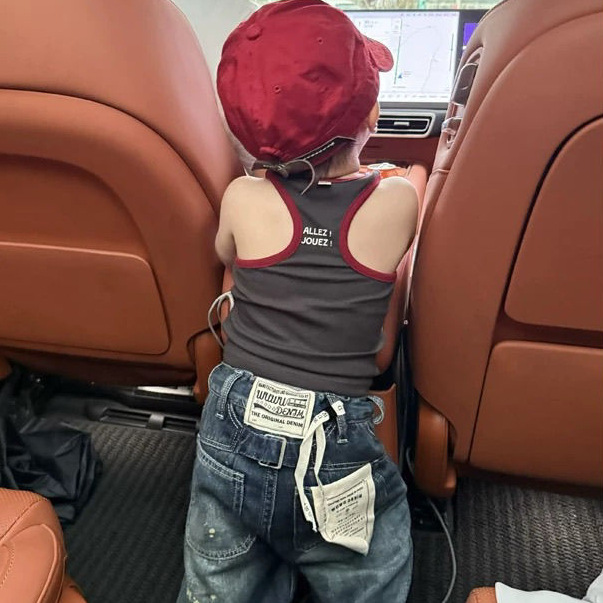 Children's Short-Sleeved Summer Vest T-Shirt, Fashionable Baby Contrasting Color Hanging Shoulder Inner Suspender Top 0056A056