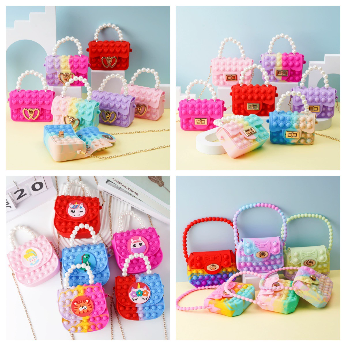 Сумка через плечо Pioneer для борьбы с грызунами, детская сумка Love Bubble Pearl, силиконовая сумка через плечо, желейная сумка