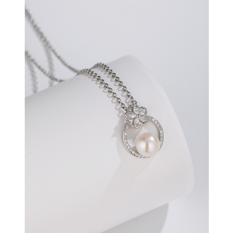 Joyería de verano nuevo nicho de alta calidad Cadena de clavícula COLLAR COLGANTE de perlas de agua dulce de plata esterlina 925