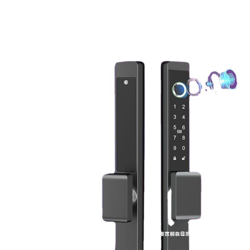 指纹户外窄断桥铝合金边锁庭院平移门通密码智能锁室内外防水