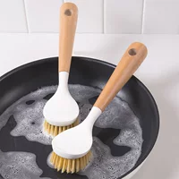 Long-Handle Pot Brush, Wooden or Plastic Handle, Multi-Function Kitchen Cleaning Brush