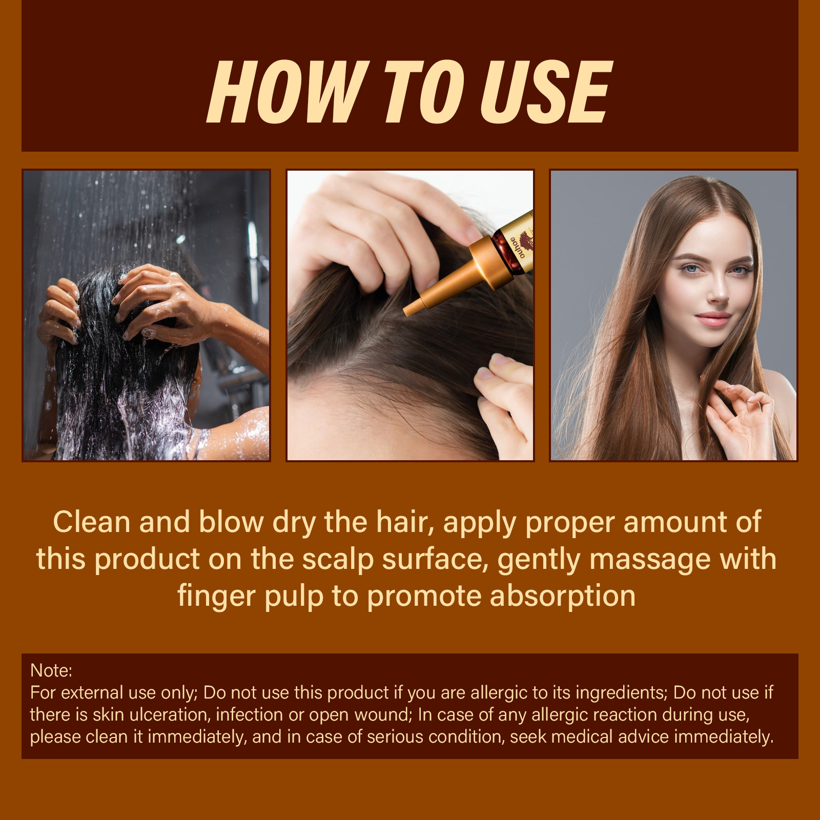 OUHOE Ingvera augšanas esence. Mitrinoša, barojoša, izturīga, atjauno matu folikulu bojājumus, sausiem, apmatotiem matiem._voghion.com