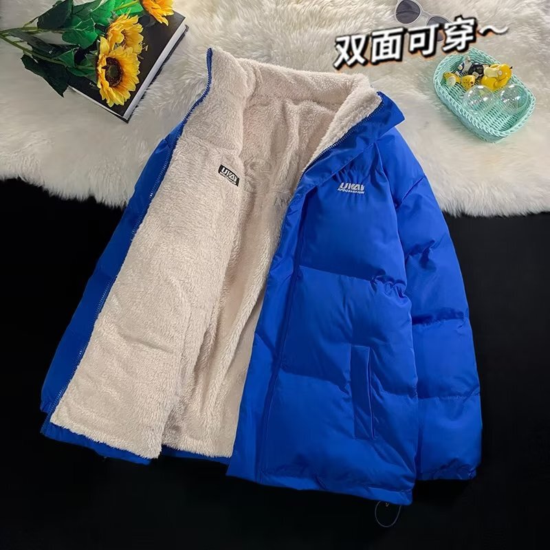 Double-sided cashmere cotton-padded coat men's winter New loose casual down jacket couple Korean style trendy cotton-padded jacket Double-sided cashmere cotton-padded coat men's winter New loose casual down jacket couple Korean style trendy cotton-padded jacket